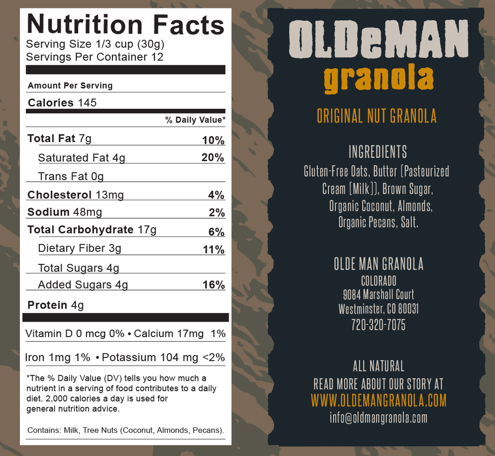 Olde Man Granola 3 Flavor Sampler - 12 oz bags Nutrition Facts