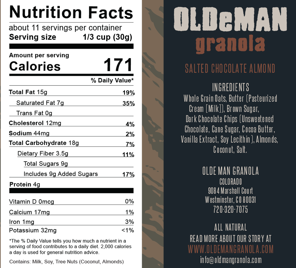 Salted Chocolate Almond 12 oz Nutrition Facts