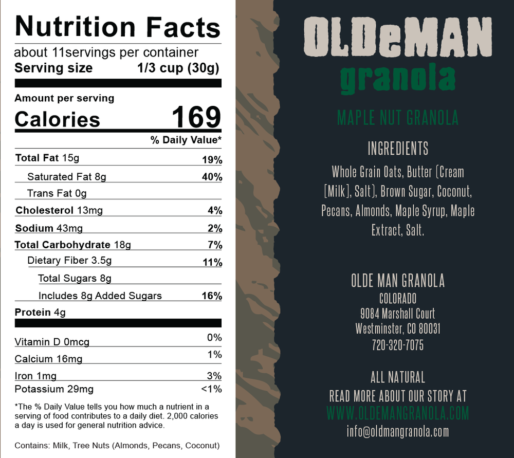 SEASONAL - Maple Nut Granola Naturally Gluten-Free Nutrition Facts