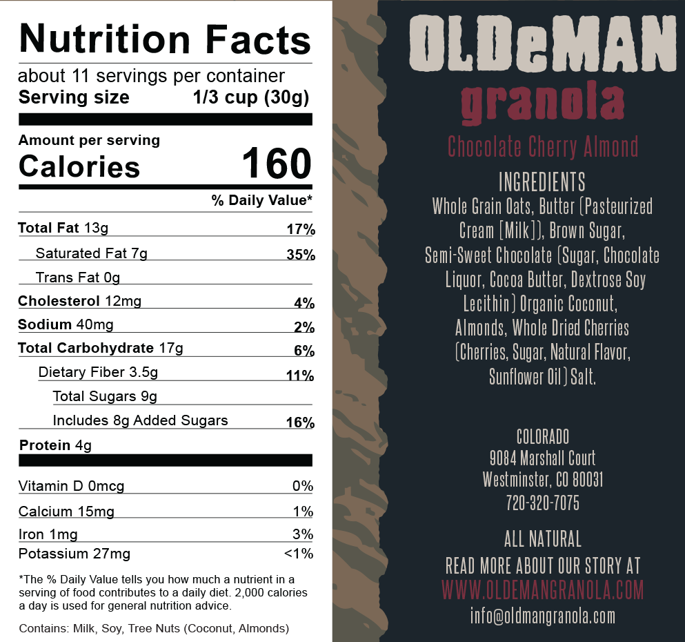 SEASONAL - Chocolate Cherry Almond Granola Nutrition Facts